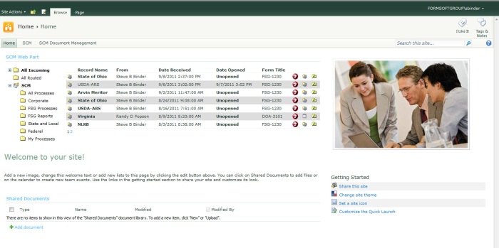 Screenshot of SharePoint Services